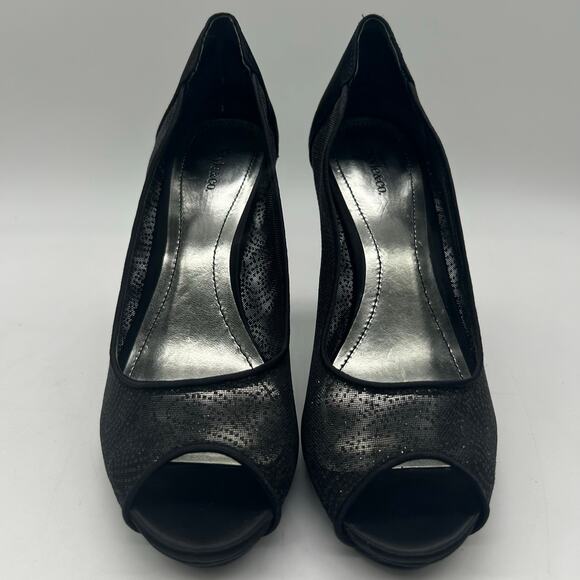 Style & Co Naveah‎ Black Glitter Mesh Peep Toe Heels Party Sparkly Women 6.5 - Picture 10 of 10